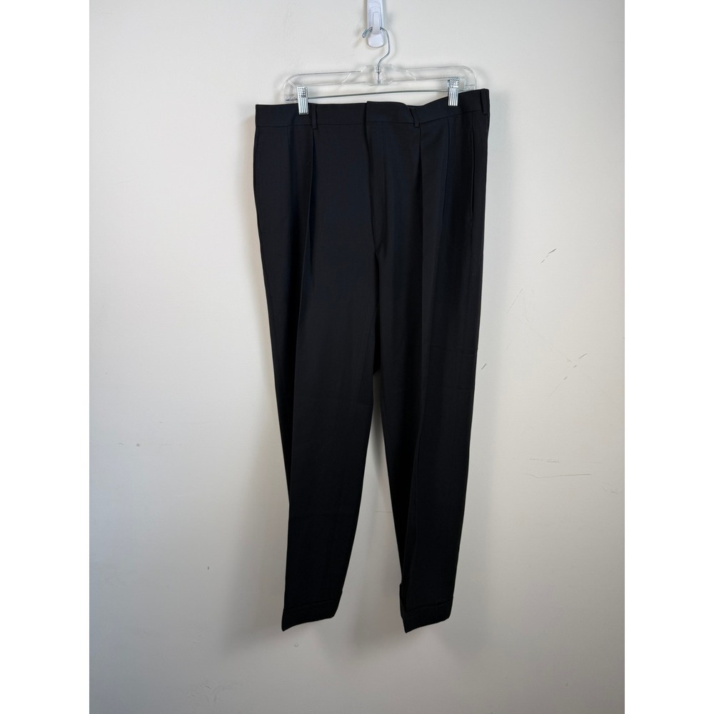 Vintage Polo Ralph Lauren Mens 36 Pleated Wool Dress Pants Made in Italy Black